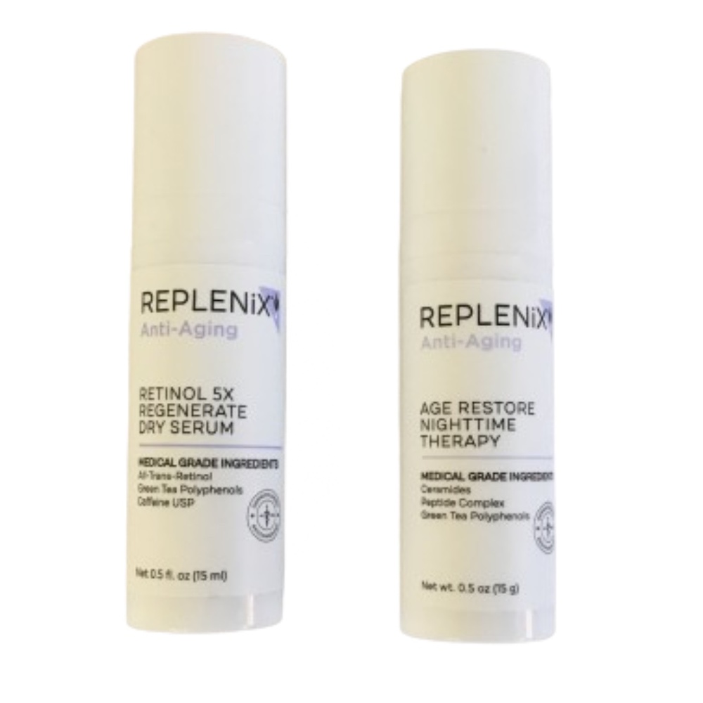 Replenix RETINOL 5X REGENERATE DRY SERUM And ANTI-AGING NIGHTTIME THERAPY